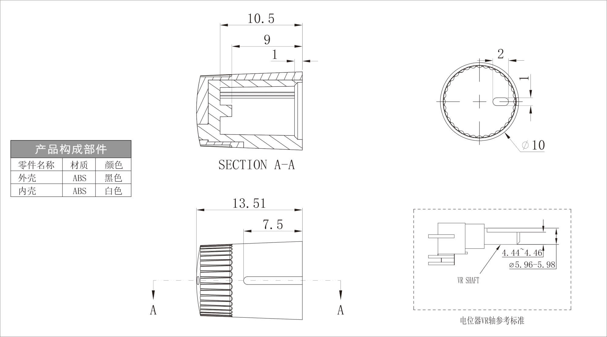 Plastic Two Color Knob X87